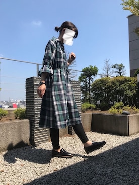 「しまむら（シマムラ）のアイテム（シャツワンピース）」を使った、ファッションセンターしまむらさん（レディース・154cm）の夏コーディネート