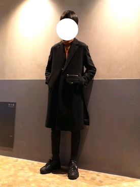 「CULLNI（クルニ）のアイテム（チェスターコート）」を使った、Takumiさん（メンズ・187cm）の冬コーディネート