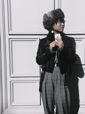 「SPINNS（スピンズ）のアイテム（帽子、ベージュ系）」を使った、Uismさん（レディース・160cm）の冬コーディネート