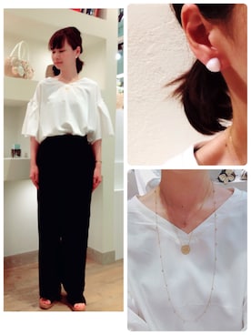 「スタッフコーデ」｜「アイテム（アクセサリー）」を使った、クークロワッサン グランフロント大阪店さん（レディース・160cm）の夏コーディネート