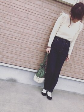 「ハイウエストストレートジーンズ」｜はなさん（レディース・164cm）の冬コーディネート