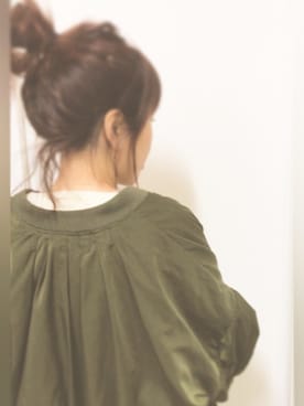 「ヘアアレンジ」｜「アイテム（MA-1）」を使った、はなさん（レディース・164cm）の冬コーディネート