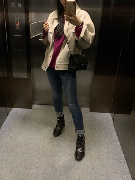 「GIVENCHY（ジバンシイ）のアイテム（ブーティ）」を使った、Maryangさん（レディース・160cm）の秋コーディネート