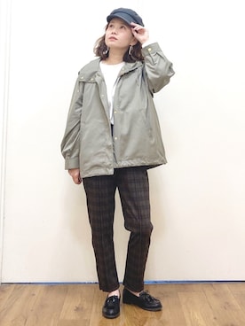 「Right-on（ライトオン）のアイテム（キャスケット）」を使った、m@さん（レディース・155cm）の秋コーディネート