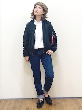 「Right-on（ライトオン）のアイテム（ハンチング/ベレー帽）」を使った、m@さん（レディース・155cm）の秋コーディネート