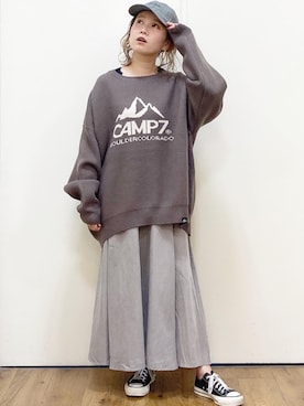 「CAMP7」｜「アイテム（キャップ）」を使った、m@さん（レディース・155cm）の秋コーディネート