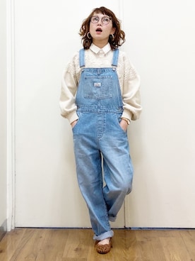 「Levi's（リーバイス）のアイテム（サロペット/オーバーオール）」を使った、m@さん（レディース・155cm）の秋コーディネート