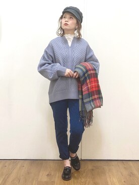 「Right-on（ライトオン）のアイテム（キャスケット）」を使った、m@さん（レディース・155cm）の秋コーディネート
