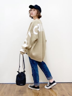 「CAMP7」｜「アイテム（その他）」を使った、m@さん（レディース・155cm）の冬コーディネート