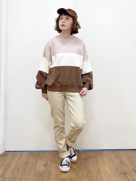 「Lee（リー）のアイテム（帽子）」を使った、m@さん（レディース・155cm）の冬コーディネート