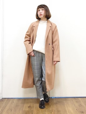 「HARUTA」｜「アイテム（チェスターコート）」を使った、m@さん（レディース・155cm）の冬コーディネート