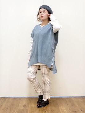 「Right-on（ライトオン）のアイテム（ハンチング/ベレー帽）」を使った、m@さん（レディース・155cm）の冬コーディネート