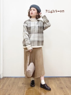 「HARUTA」｜「アイテム（ハンチング/ベレー帽）」を使った、m@さん（レディース・155cm）の冬コーディネート