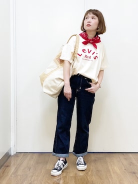 「Levis」｜「アイテム（その他）」を使った、m@さん（レディース・155cm）の春コーディネート