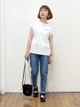 「SOMETHING（サムシング）のアイテム（デニムパンツ）」を使った、m@さん（レディース・155cm）の春コーディネート