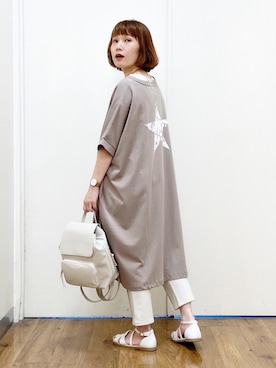 「CONVERSE（コンバース）のアイテム（チュニック）」を使った、m@さん（レディース・155cm）の春コーディネート