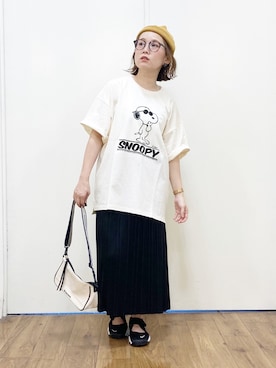 「アイテム（ニットキャップ/ビーニー、イエロー系）」を使った、m@さん（レディース・155cm）の春コーディネート