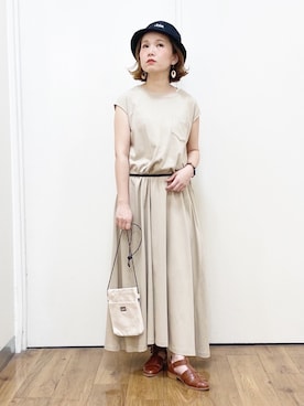 「Lee（リー）のアイテム（ハット）」を使った、m@さん（レディース・155cm）の夏コーディネート