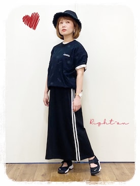 「アイテム（ハット）」を使った、m@さん（レディース・155cm）の夏コーディネート