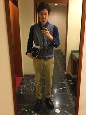 「BONCOUR（ボンクラ）のアイテム」を使った、bebeさん（メンズ・178cm）の冬コーディネート