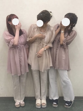 「双子コーデ」｜「アイテム（チュニック）」を使った、MANAMIさん（レディース・165cm）の夏コーディネート