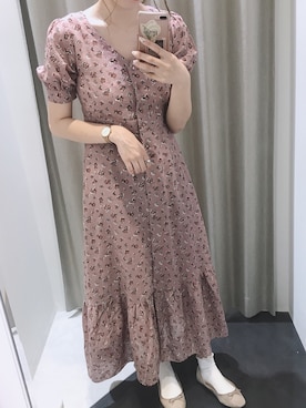 「小花柄」｜「アイテム（バレエシューズ）」を使った、MANAMIさん（レディース・165cm）の夏コーディネート