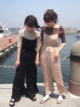 「NICE CLAUP（ナイスクラップ）のアイテム（オールインワン・サロペット）」を使った、MANAMIさん（レディース・165cm）の夏コーディネート