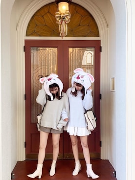 「ディズニーコーデ」｜「アイテム（チュニック）」を使った、MANAMIさん（レディース・165cm）の冬コーディネート