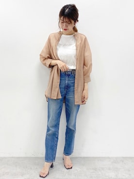 「ハイウエストストレートジーンズ」｜MANAMIさん（レディース・165cm）の夏コーディネート