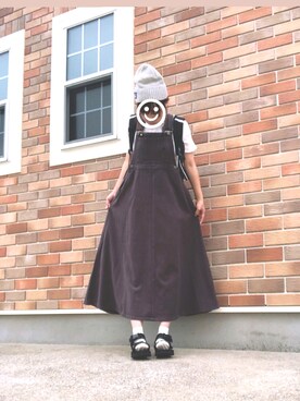 「DOUBLE NAME（ダブルネーム）のアイテム（オールインワン・サロペット）」を使った、ゆきだるまさん（レディース・152cm）の秋コーディネート