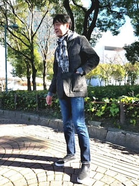 「TAKEO KIKUCHI（タケオキクチ）のアイテム（デニムジャケット）」を使った、JGさん（メンズ・176cm）の冬コーディネート