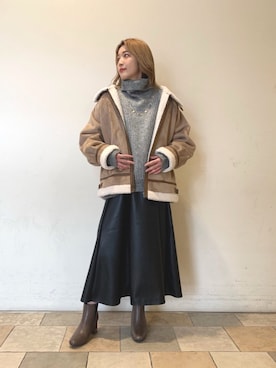 「ストライプニット」｜suzuさん（レディース・159cm）の冬コーディネート