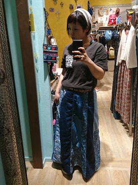 「チチカカ」｜「アイテム（デニムスカート）」を使った、やまださん（レディース・153cm）の春コーディネート