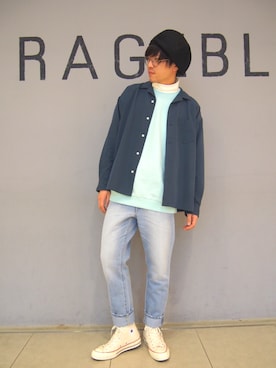 「RAGEBLUE（レイジブルー）のアイテム（ハンチング/ベレー帽）」を使った、ゆーすけさん（メンズ・176cm）の冬コーディネート
