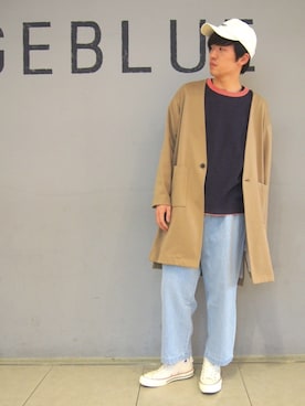 「RAGEBLUE（レイジブルー）のアイテム（チェスターコート）」を使った、ゆーすけさん（メンズ・176cm）の冬コーディネート