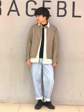 「RAGEBLUE（レイジブルー）のアイテム（ライダースジャケット）」を使った、ゆーすけさん（メンズ・176cm）の冬コーディネート