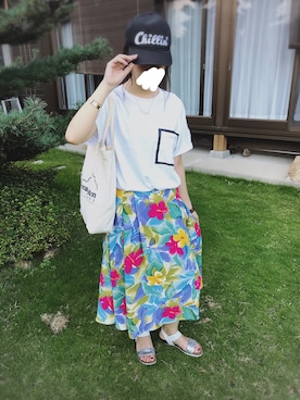 「TOMMY（トミー）のアイテム（キャップ）」を使った、うりうりさん（レディース・165cm）の夏コーディネート