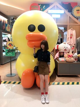 「Abercrombie&Fitch（アバークロンビーアンドフィッチ）のアイテム（スカート）」を使った、JiAJiA藏さん（レディース・158cm）の春コーディネート