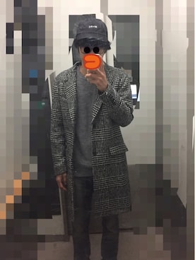 「417 EDIFICE（フォーワンセブンエディフィス）のアイテム（ステンカラーコート）」を使った、ベストさん（メンズ・170cm）の冬コーディネート