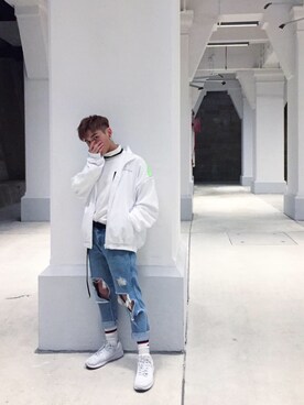「Gosha Rubchinskiy（ゴーシャラブチンスキー）のアイテム（ジャケット/アウター）」を使った、DumDum Lauさん（メンズ・169cm）の冬コーディネート