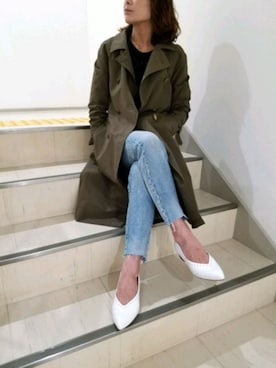 「green label relaxing（グリーンレーベルリラクシング）のアイテム（トレンチコート）」を使った、enchanted staffさん（レディース・153cm）の春コーディネート