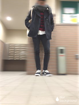 「American Eagle（アメリカンイーグル）のアイテム（ピーコート）」を使った、けんたさん（メンズ・175cm）の冬コーディネート