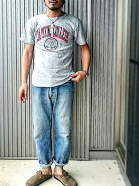 「EASTLAND（イーストランド）のアイテム（シューズ）」を使った、sawaさん（メンズ・172cm）の夏コーディネート