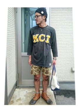 「カモ柄」｜「アイテム（ブーツ）」を使った、sawaさん（メンズ・172cm）の夏コーディネート