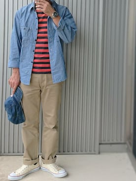 「東洋エンタープライズ（トーヨーエンタープライズ）のアイテム（帽子）」を使った、sawaさん（メンズ・172cm）の秋コーディネート