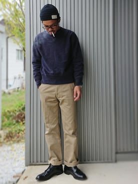 「RRL（ダブル アール エル）のアイテム（ニットキャップ/ビーニー）」を使った、sawaさん（メンズ・172cm）の秋コーディネート