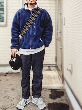 「USA」｜「アイテム（その他アウター）」を使った、sawaさん（メンズ・172cm）の冬コーディネート