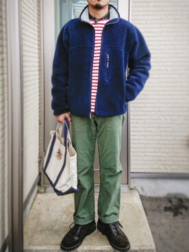 「バスクシャツ」｜「アイテム（その他アウター）」を使った、sawaさん（メンズ・172cm）の冬コーディネート