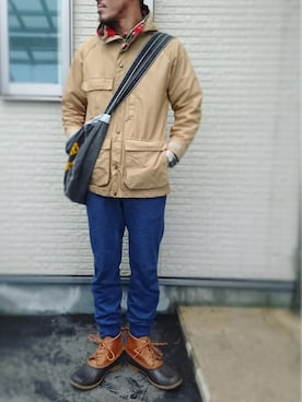 「WOOLRICH（ウールリッチ）のアイテム（マウンテンパーカー）」を使った、sawaさん（メンズ・172cm）の冬コーディネート