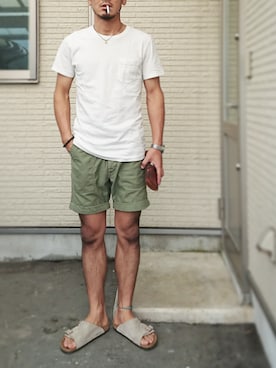 「JOEY FACTORY（ジョーイファクトリー）のアイテム（トップス）」を使った、sawaさん（メンズ・172cm）の夏コーディネート